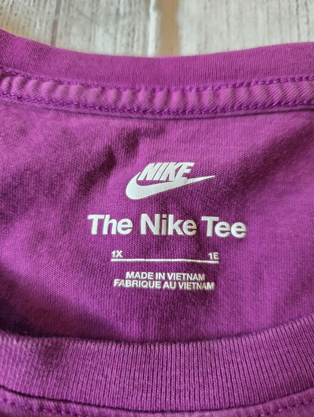 The Nike Tee Women's Size 1X Long Sleeve Plum Spellout Cotton Active Casual - Picture 3 of 7